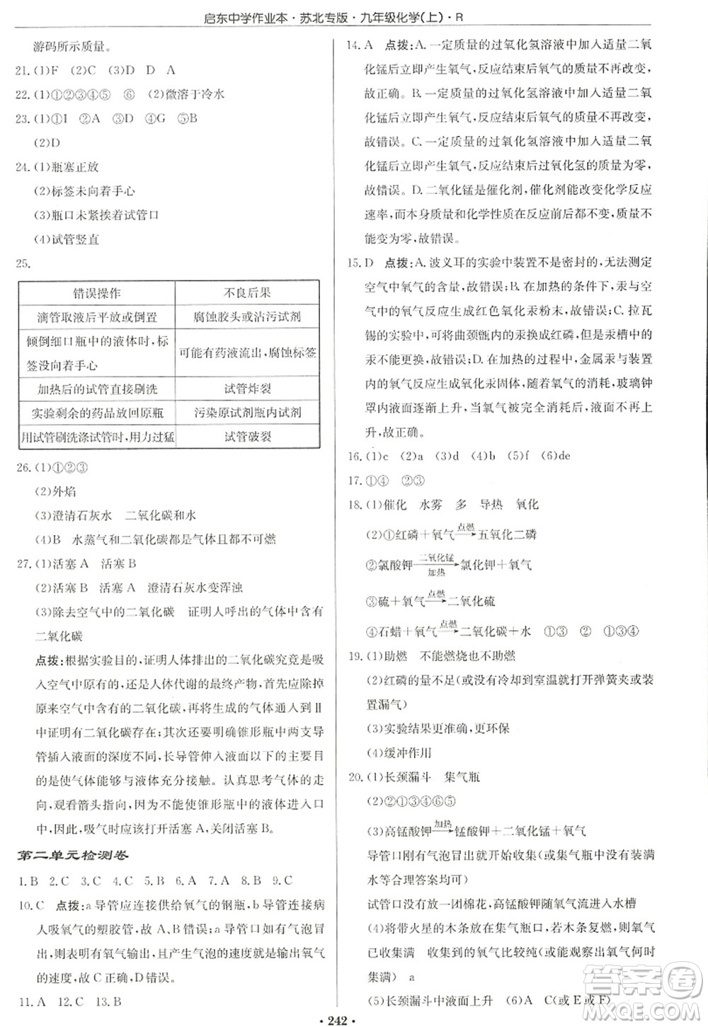 龍門(mén)書(shū)局2022啟東中學(xué)作業(yè)本九年級(jí)化學(xué)上冊(cè)R人教版蘇北專(zhuān)版答案