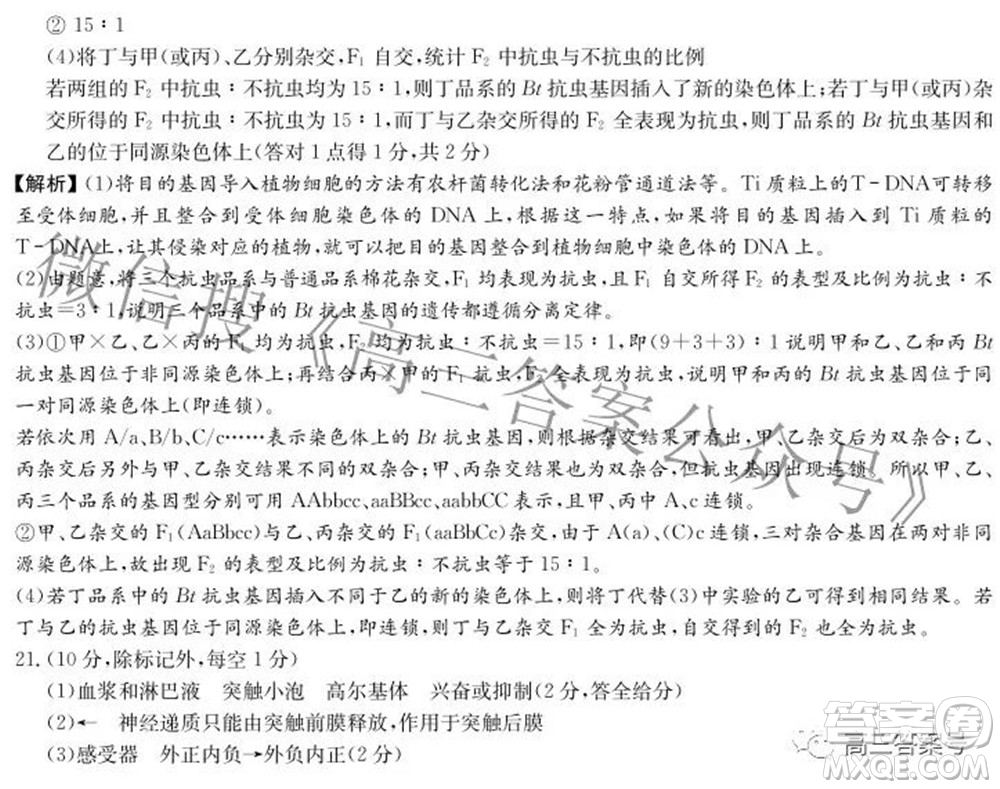 炎德英才大聯考2022年秋高三入學檢測生物試題及答案