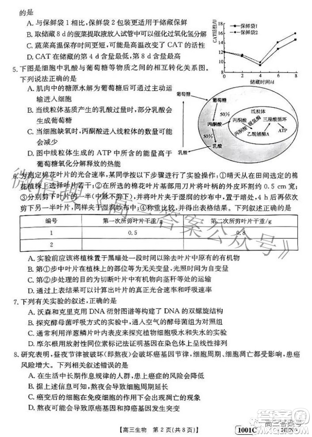 2023屆金太陽8月聯(lián)考1001C高三生物試題及答案