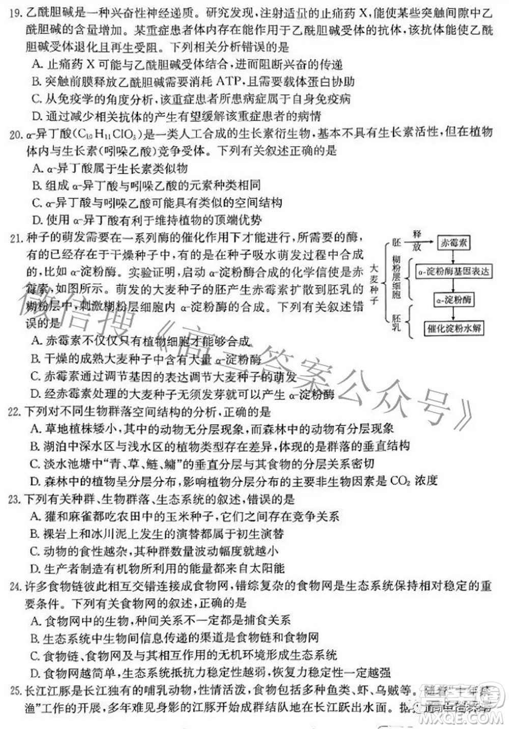 2023屆金太陽8月聯(lián)考1001C高三生物試題及答案