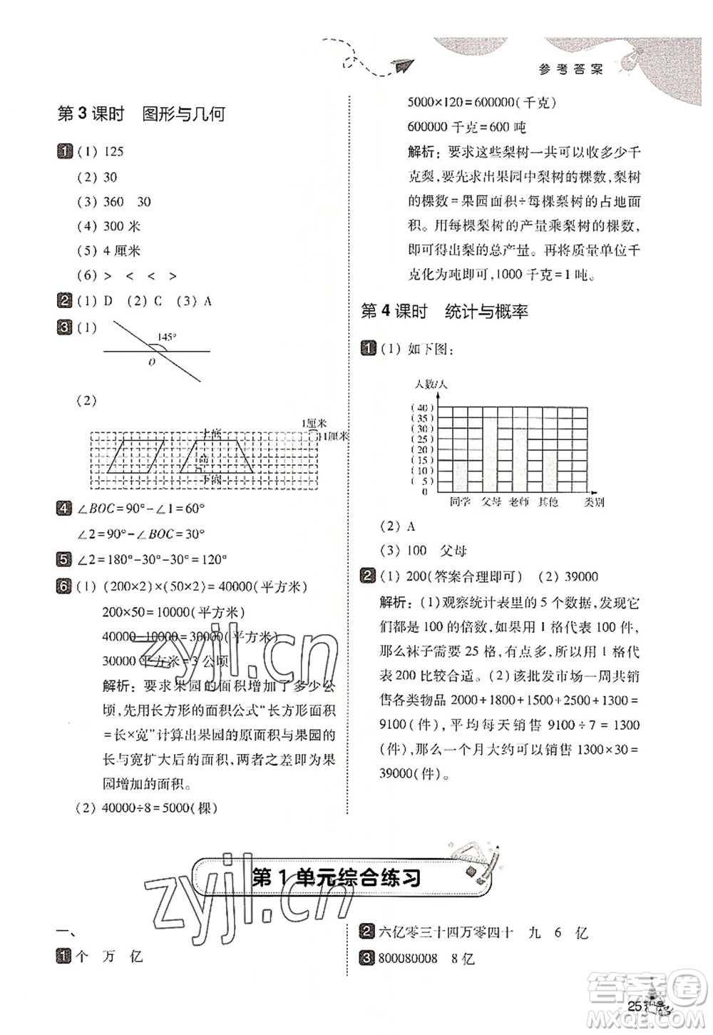 東北師范大學(xué)出版社2022北大綠卡四年級數(shù)學(xué)上冊人教版答案