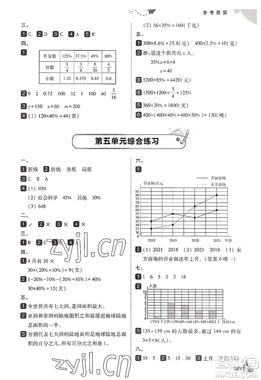東北師范大學(xué)出版社2022北大綠卡六年級(jí)數(shù)學(xué)上冊(cè)北師大版答案
