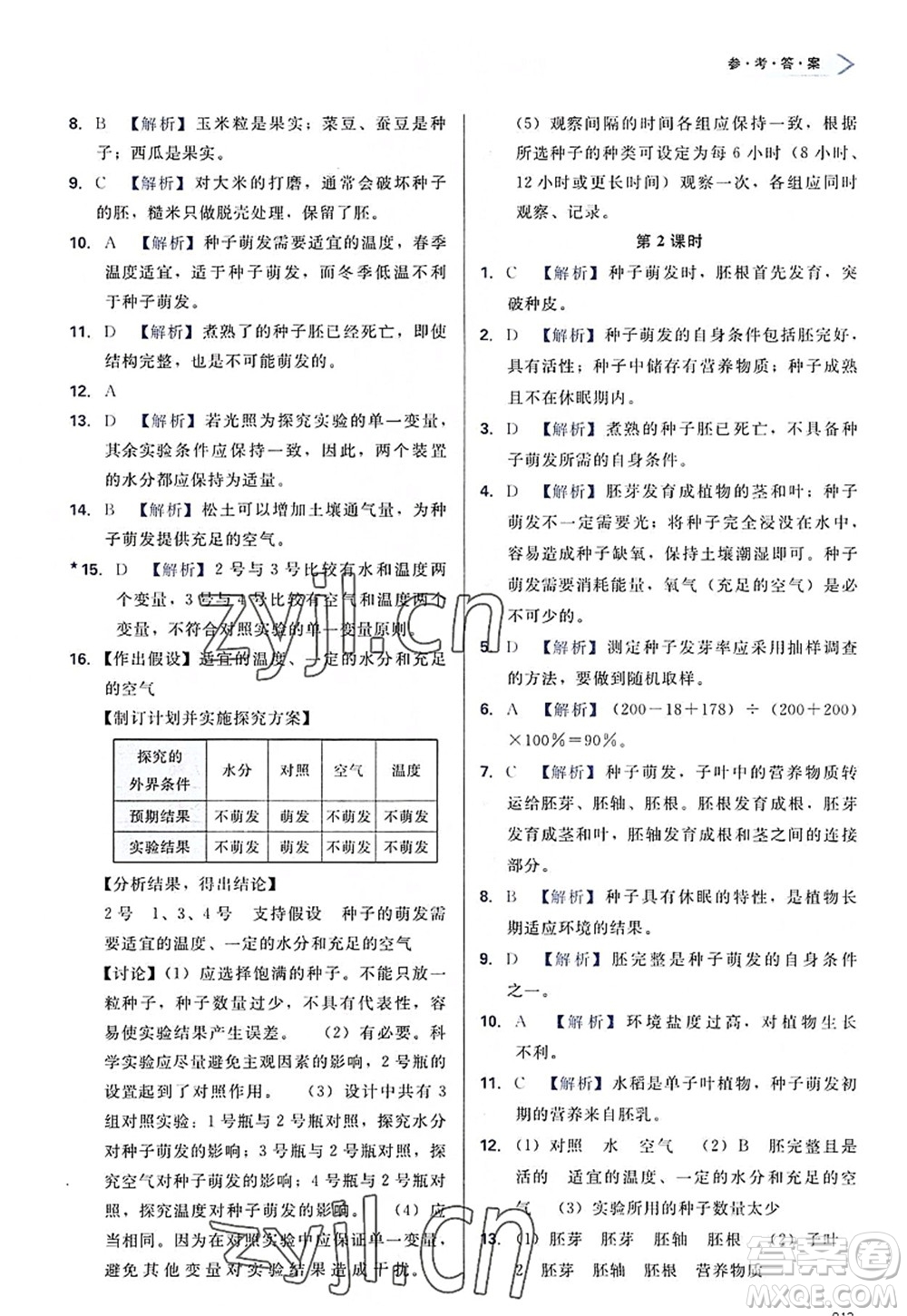 天津教育出版社2022學(xué)習(xí)質(zhì)量監(jiān)測七年級生物上冊人教版答案
