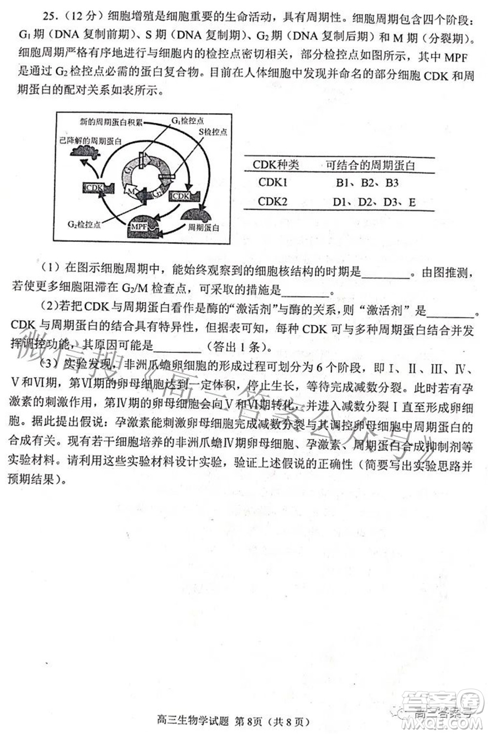 日照市2020級高三上學期校際聯(lián)合考試生物學試題及答案