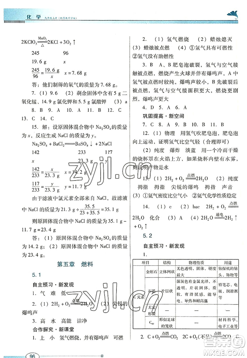 廣東教育出版社2022南方新課堂金牌學(xué)案九年級化學(xué)上冊粵教科學(xué)版答案