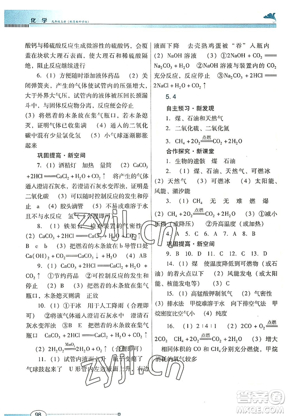 廣東教育出版社2022南方新課堂金牌學(xué)案九年級化學(xué)上冊粵教科學(xué)版答案