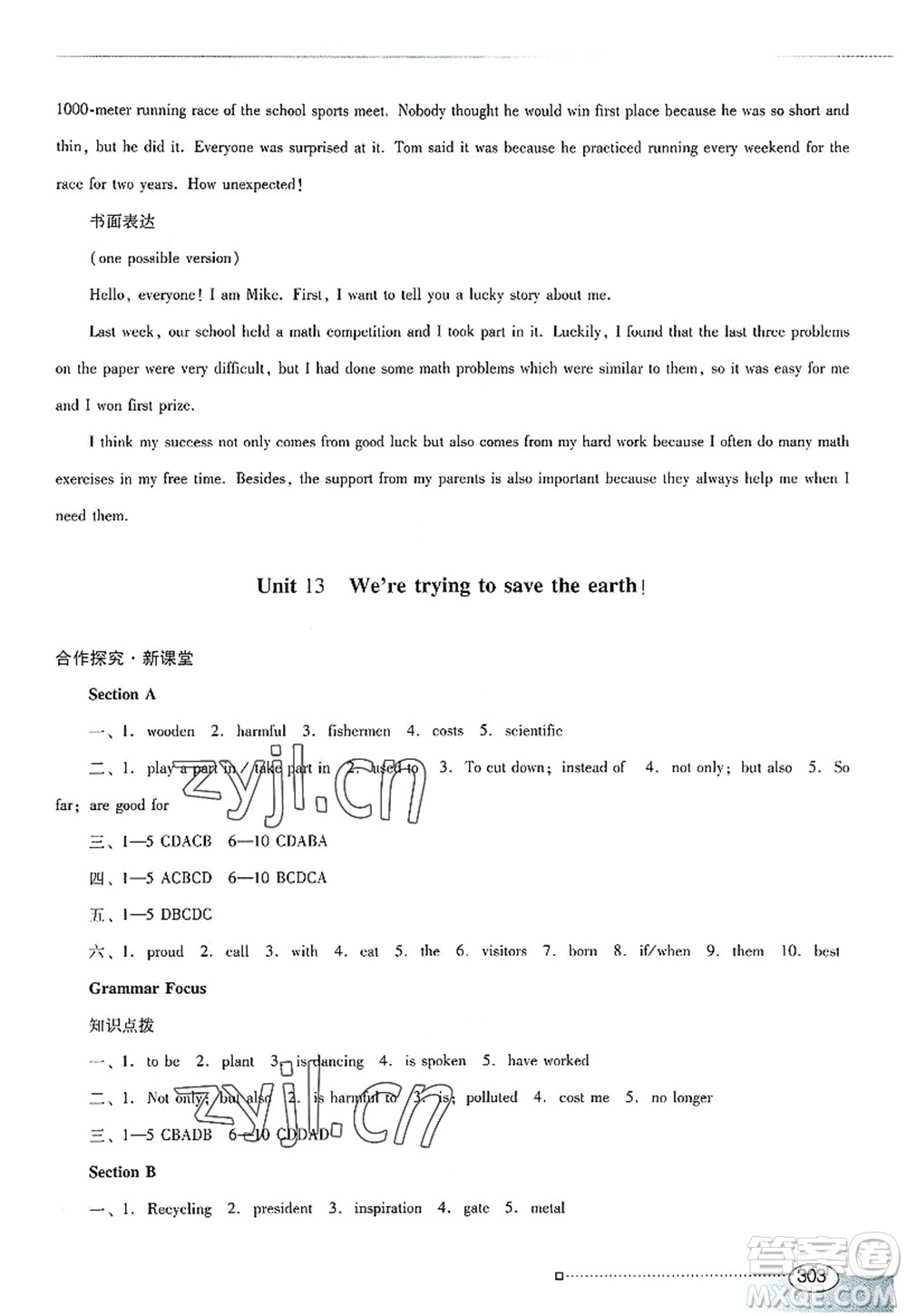 廣東教育出版社2022南方新課堂金牌學(xué)案九年級(jí)英語(yǔ)全一冊(cè)人教版答案
