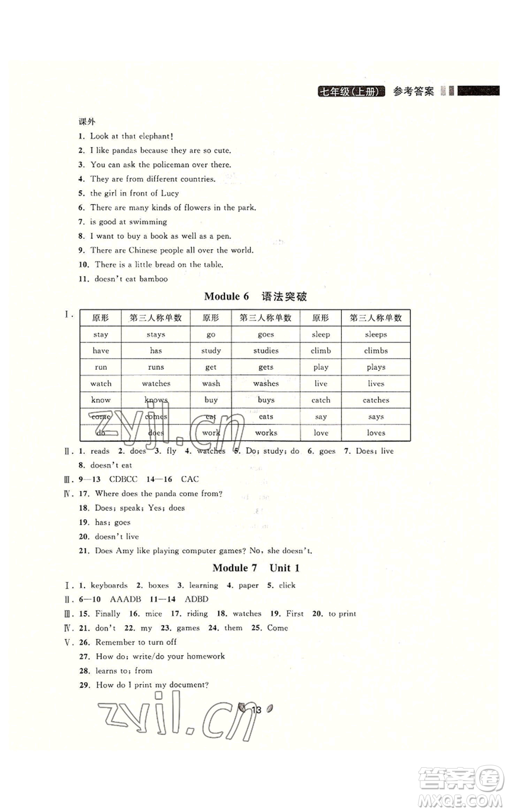 延邊大學(xué)出版社2022點(diǎn)石成金金牌奪冠七年級(jí)上冊(cè)英語(yǔ)外研版參考答案