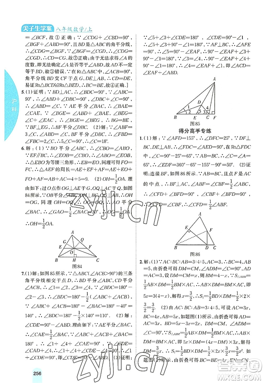 吉林人民出版社2022尖子生學案八年級數(shù)學上冊滬科版答案
