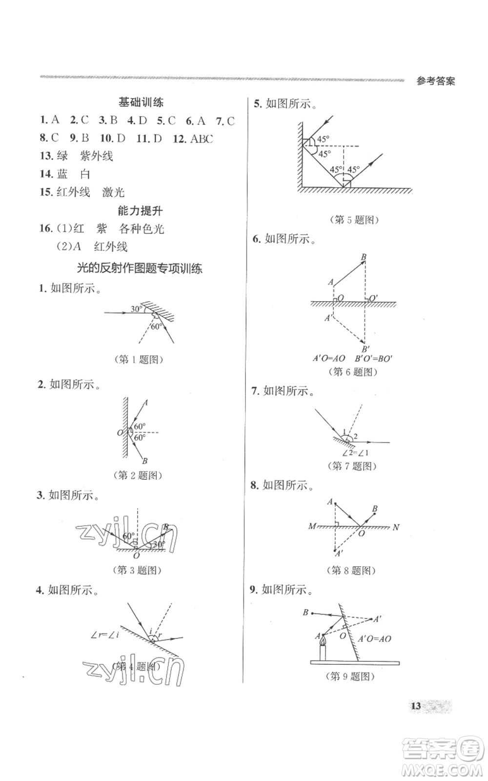 延邊大學(xué)出版社2022秋季點(diǎn)石成金金牌每課通八年級上冊物理人教版參考答案
