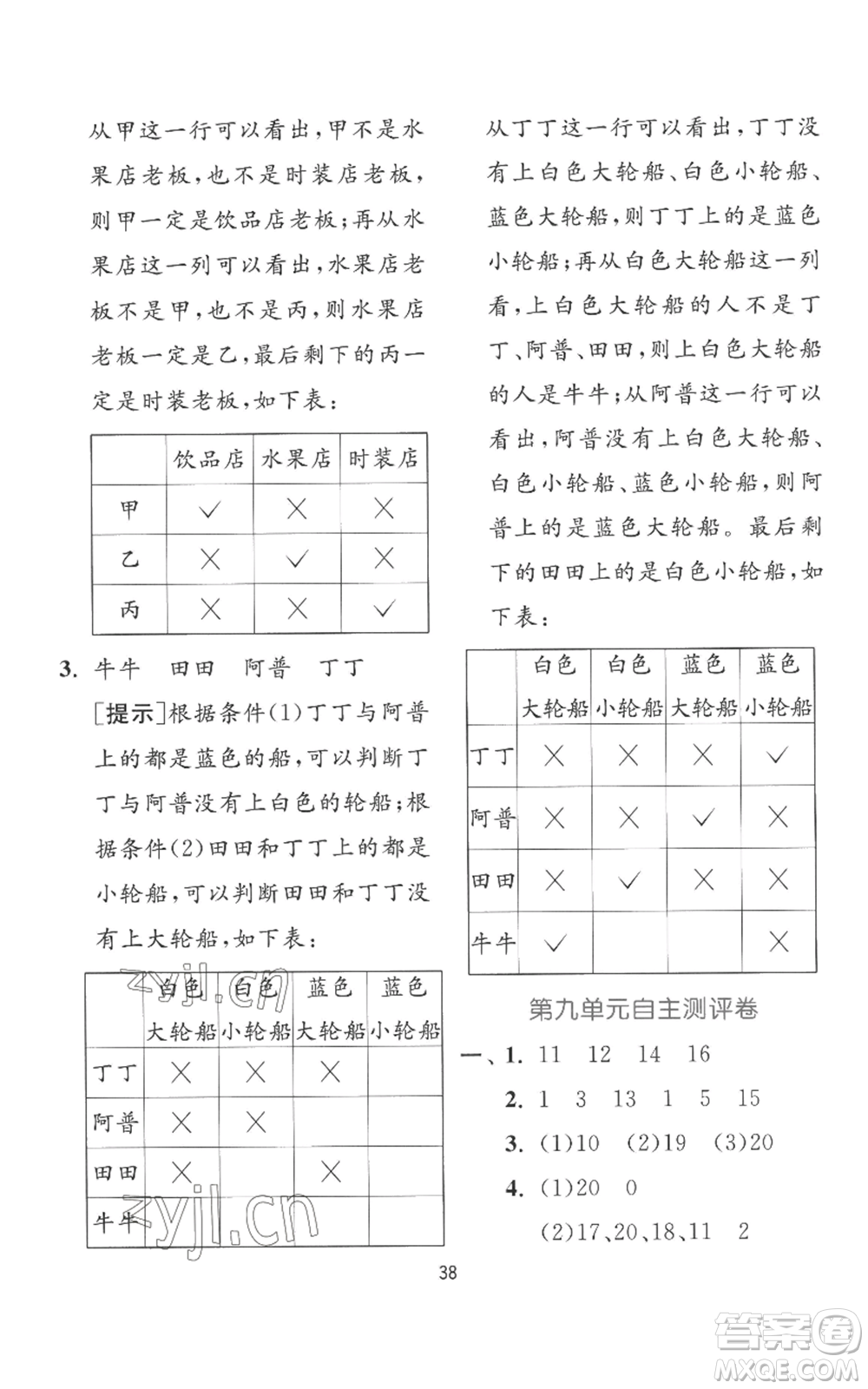 江蘇人民出版社2022秋季實驗班提優(yōu)訓(xùn)練一年級上冊數(shù)學(xué)蘇教版參考答案