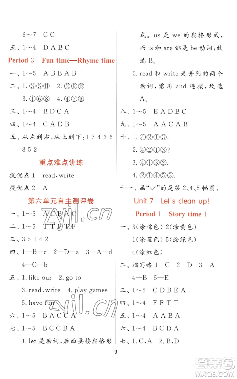 江蘇人民出版社2022秋季實(shí)驗(yàn)班提優(yōu)訓(xùn)練二年級上冊英語譯林版參考答案