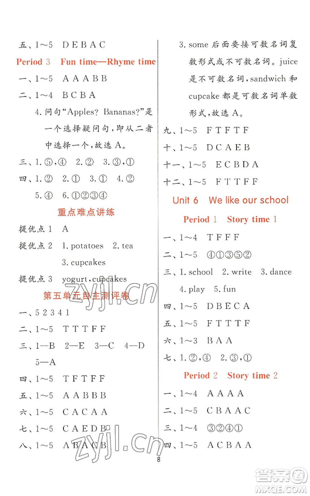 江蘇人民出版社2022秋季實(shí)驗(yàn)班提優(yōu)訓(xùn)練二年級上冊英語譯林版參考答案