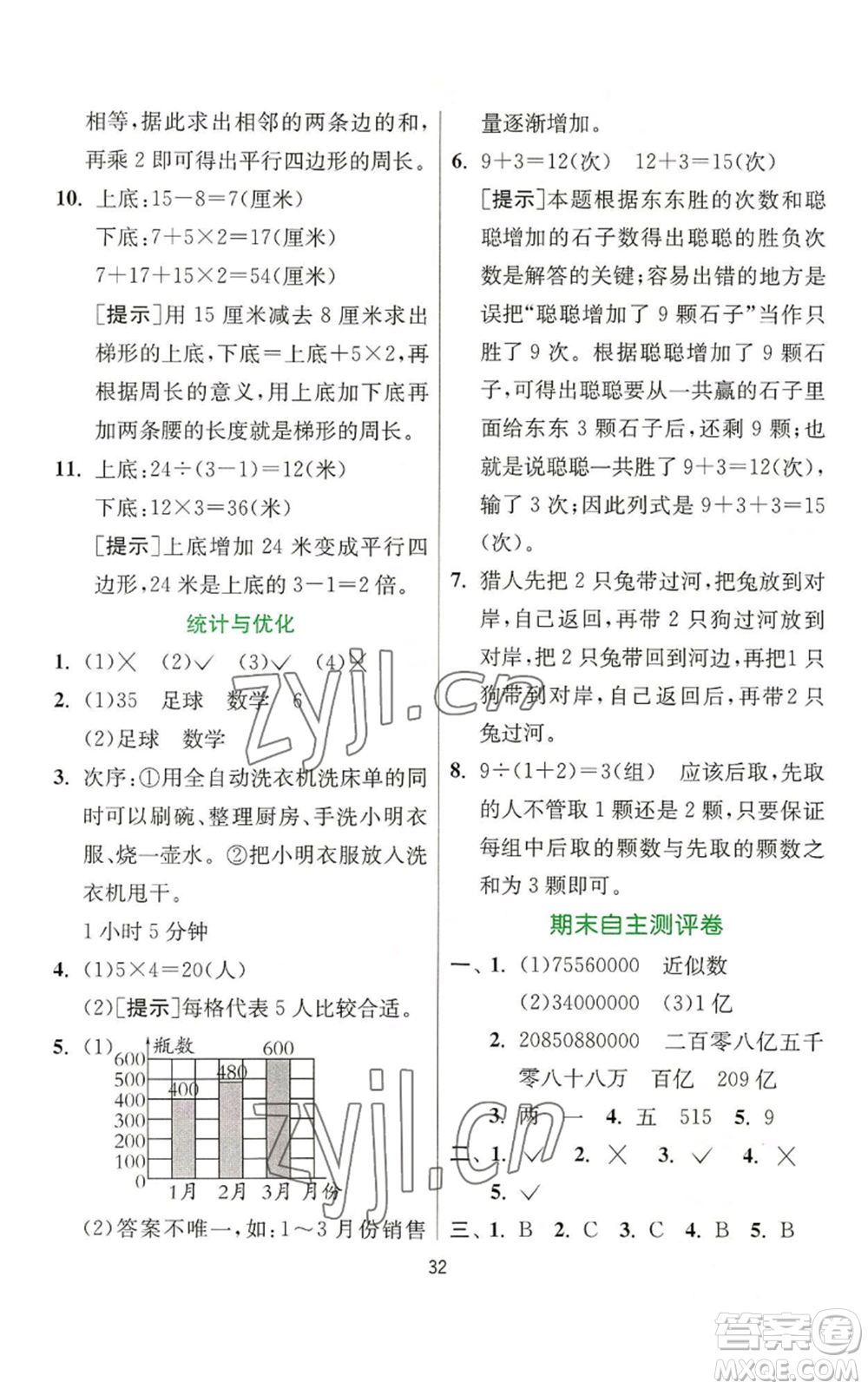 江蘇人民出版社2022秋季實(shí)驗(yàn)班提優(yōu)訓(xùn)練四年級(jí)上冊(cè)數(shù)學(xué)人教版參考答案