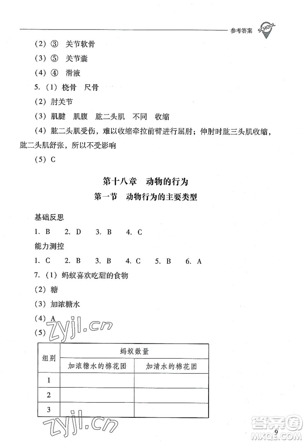 山西教育出版社2022新課程問(wèn)題解決導(dǎo)學(xué)方案八年級(jí)生物上冊(cè)鳳凰版答案