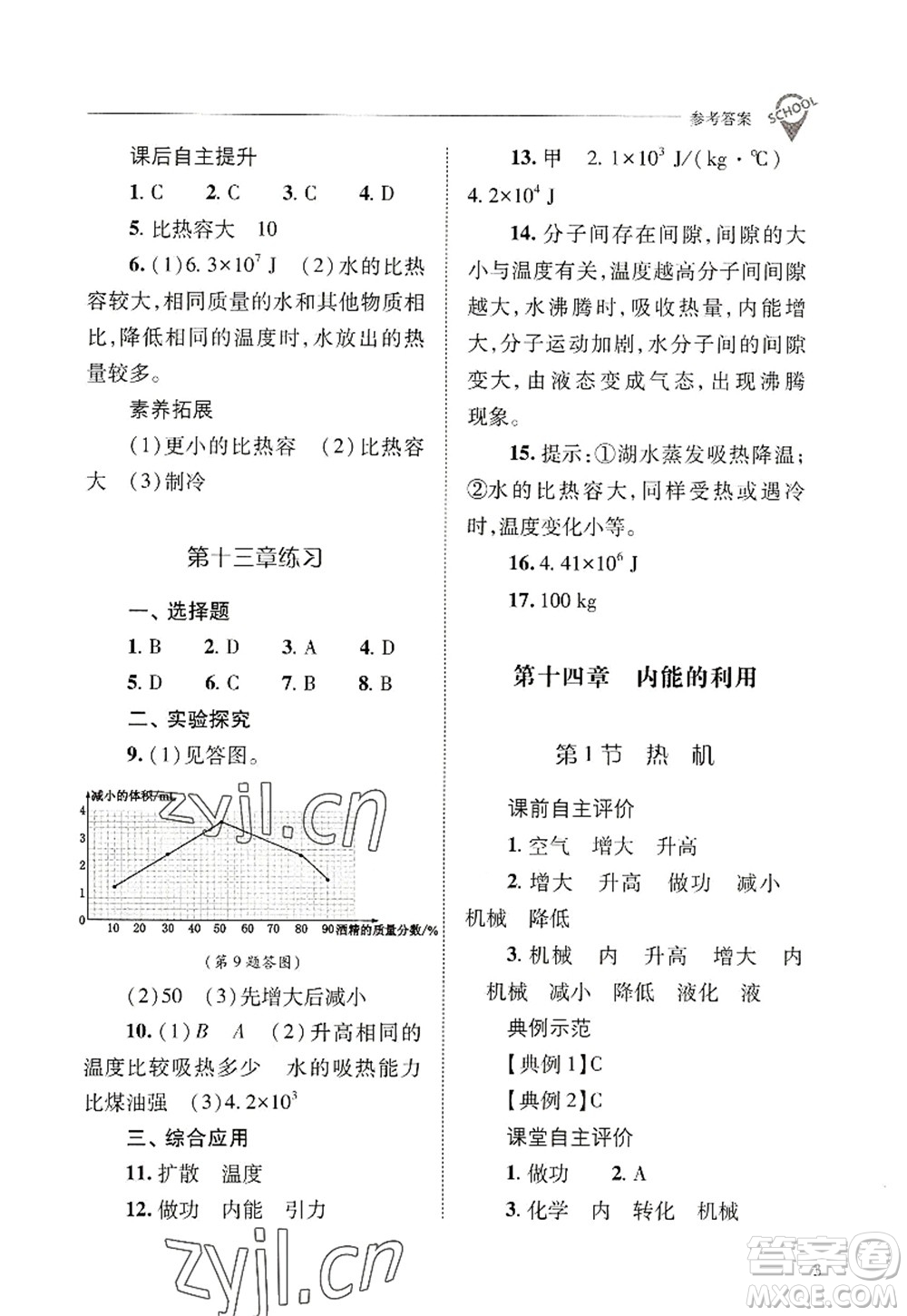 山西教育出版社2022新課程問(wèn)題解決導(dǎo)學(xué)方案九年級(jí)物理全一冊(cè)人教版答案
