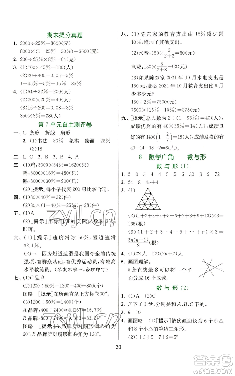 江蘇人民出版社2022秋季實驗班提優(yōu)訓(xùn)練六年級上冊數(shù)學(xué)人教版參考答案