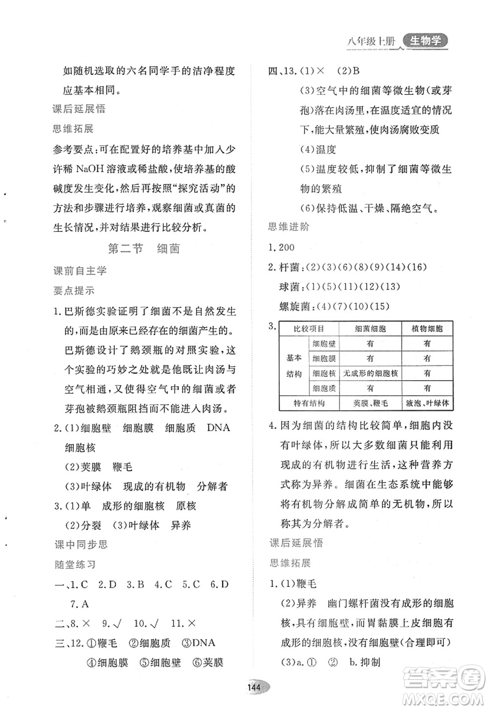 黑龍江教育出版社2022資源與評(píng)價(jià)八年級(jí)生物上冊(cè)人教版答案