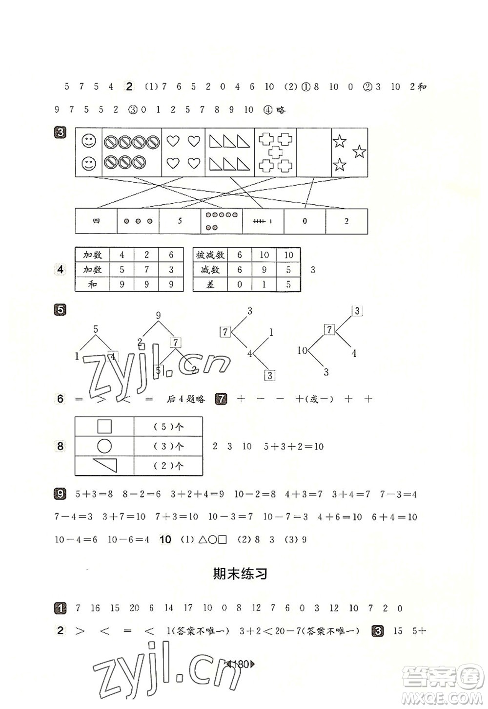華東師范大學(xué)出版社2022一課一練一年級數(shù)學(xué)第一學(xué)期華東師大版上海專用答案