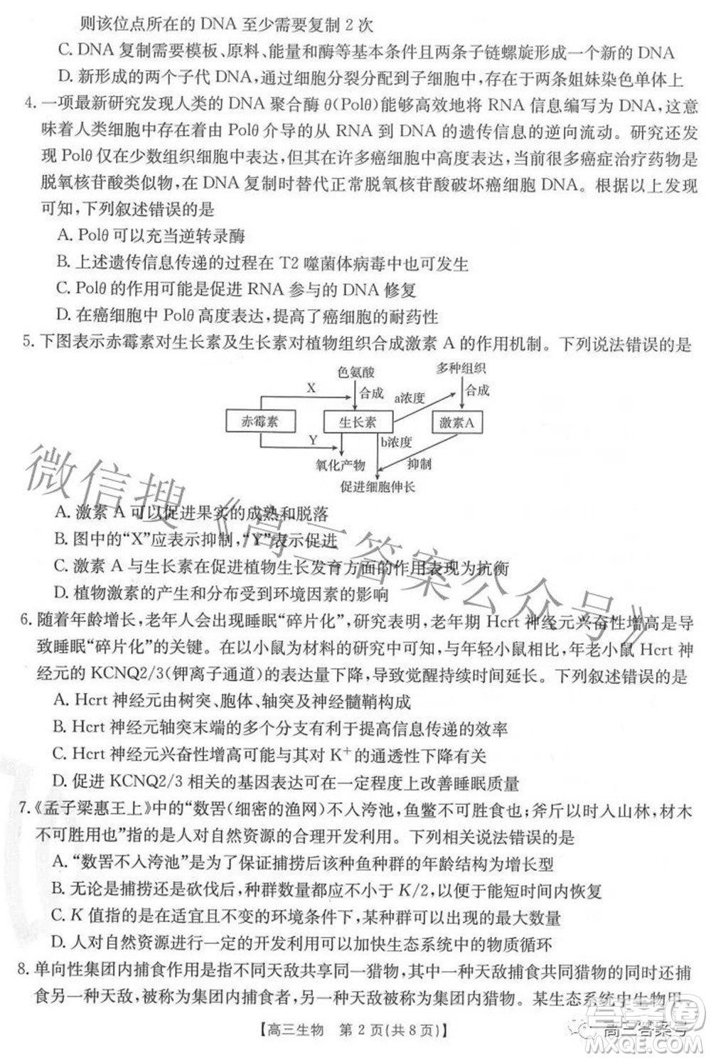2023屆福建金太陽(yáng)高三9月聯(lián)考生物試題及答案