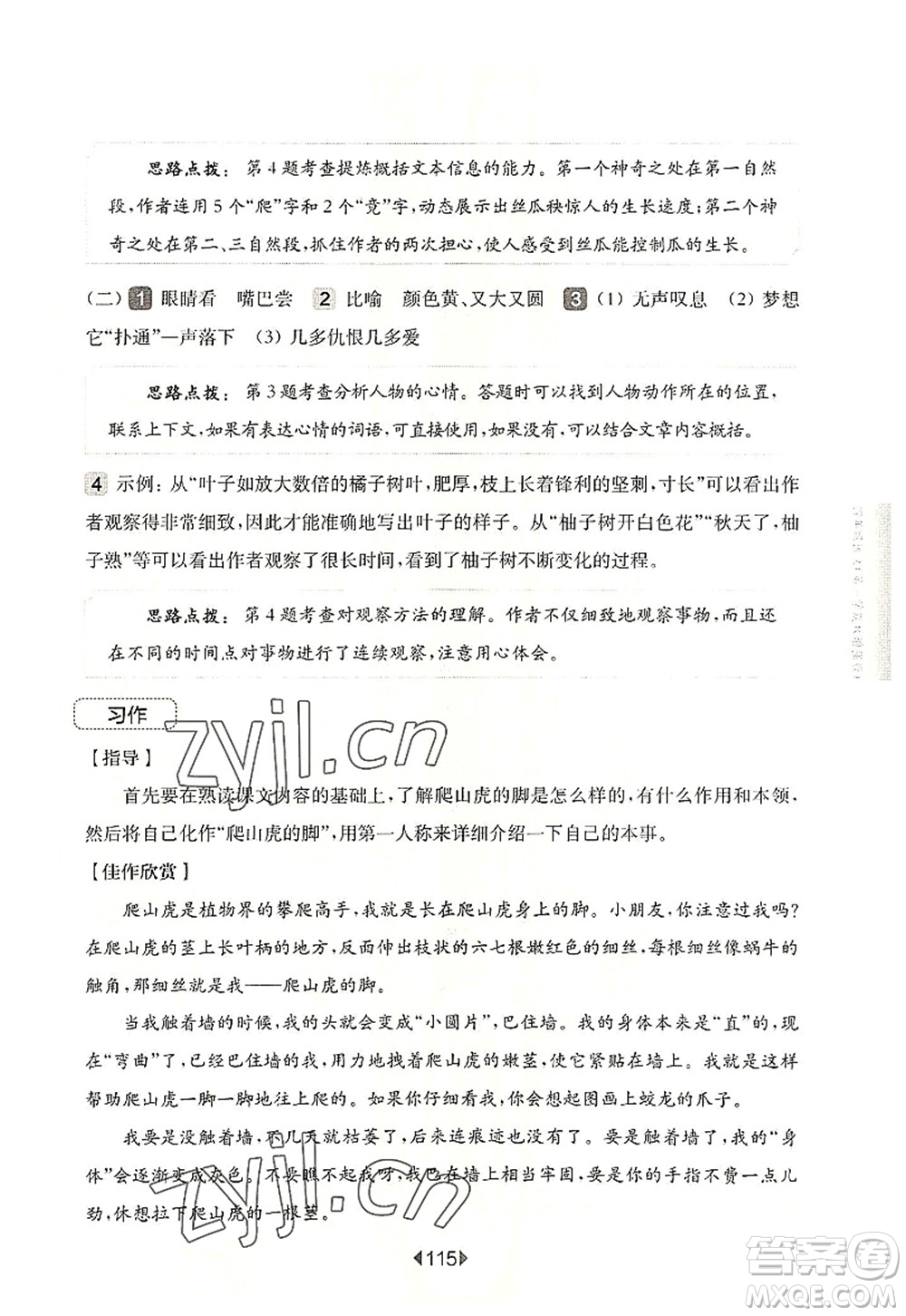 華東師范大學(xué)出版社2022一課一練四年級語文第一學(xué)期增強(qiáng)版華東師大版上海專用答案