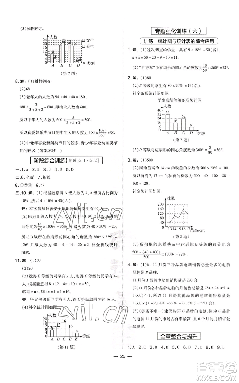 山西教育出版社2022秋季點(diǎn)撥訓(xùn)練七年級(jí)上冊(cè)數(shù)學(xué)湘教版參考答案