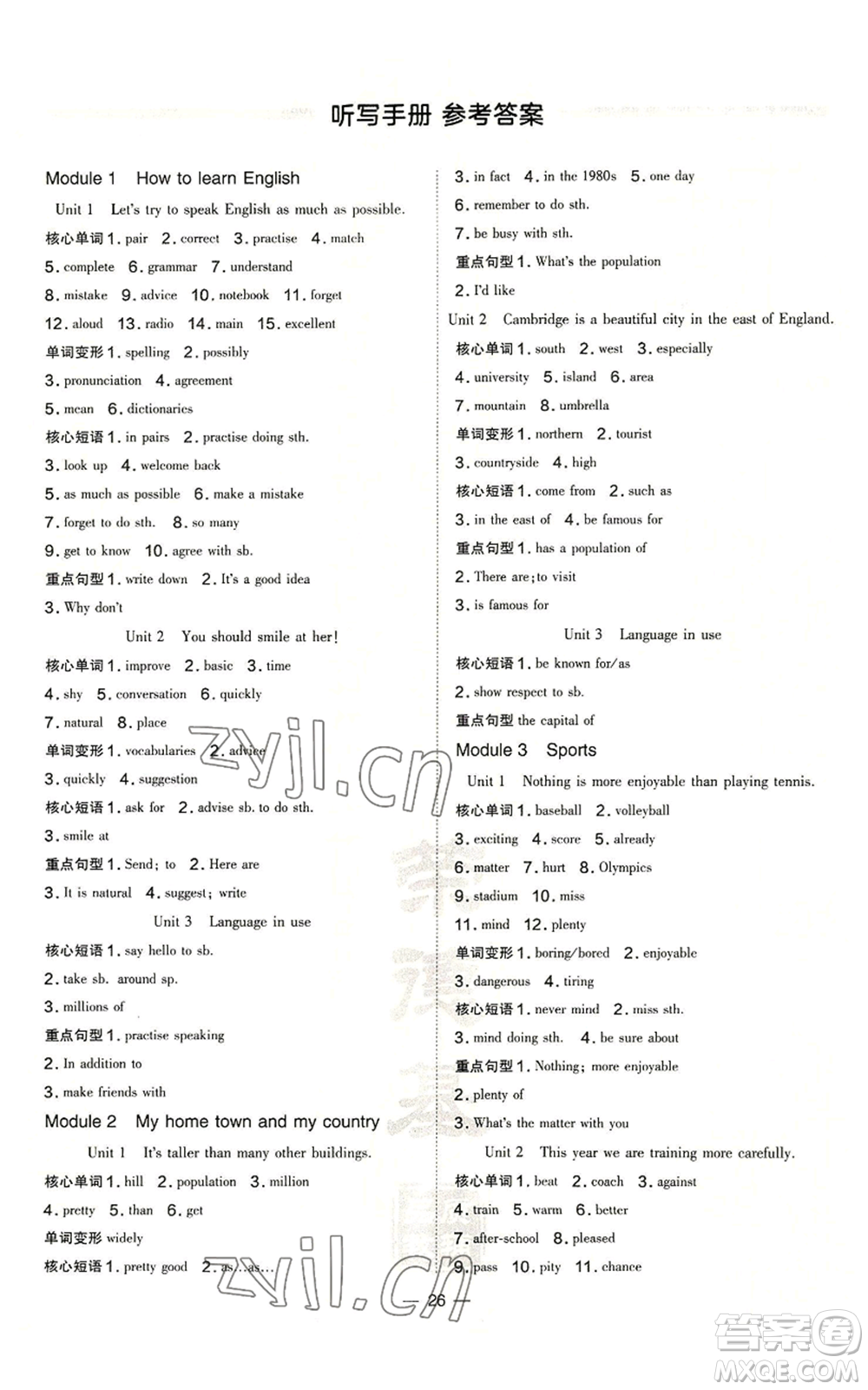 安徽教育出版社2022秋季點(diǎn)撥訓(xùn)練八年級(jí)上冊(cè)英語(yǔ)人教版安徽專版參考答案