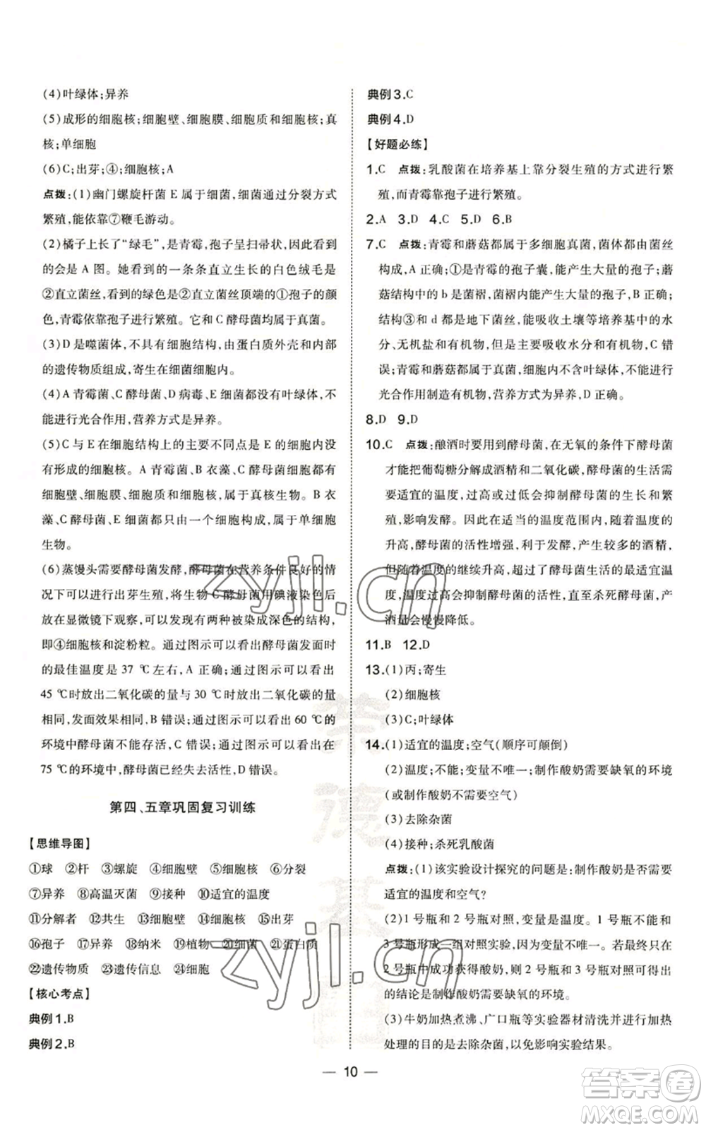 吉林教育出版社2022秋季點(diǎn)撥訓(xùn)練八年級(jí)上冊(cè)生物人教版參考答案