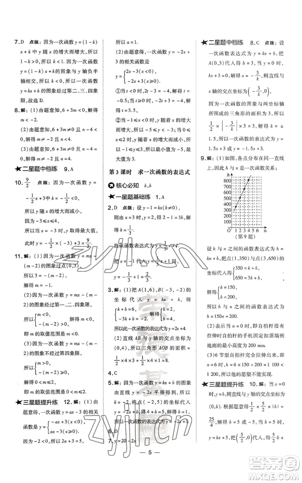 山西教育出版社2022秋季點撥訓練八年級上冊數(shù)學滬科版安徽專用參考答案