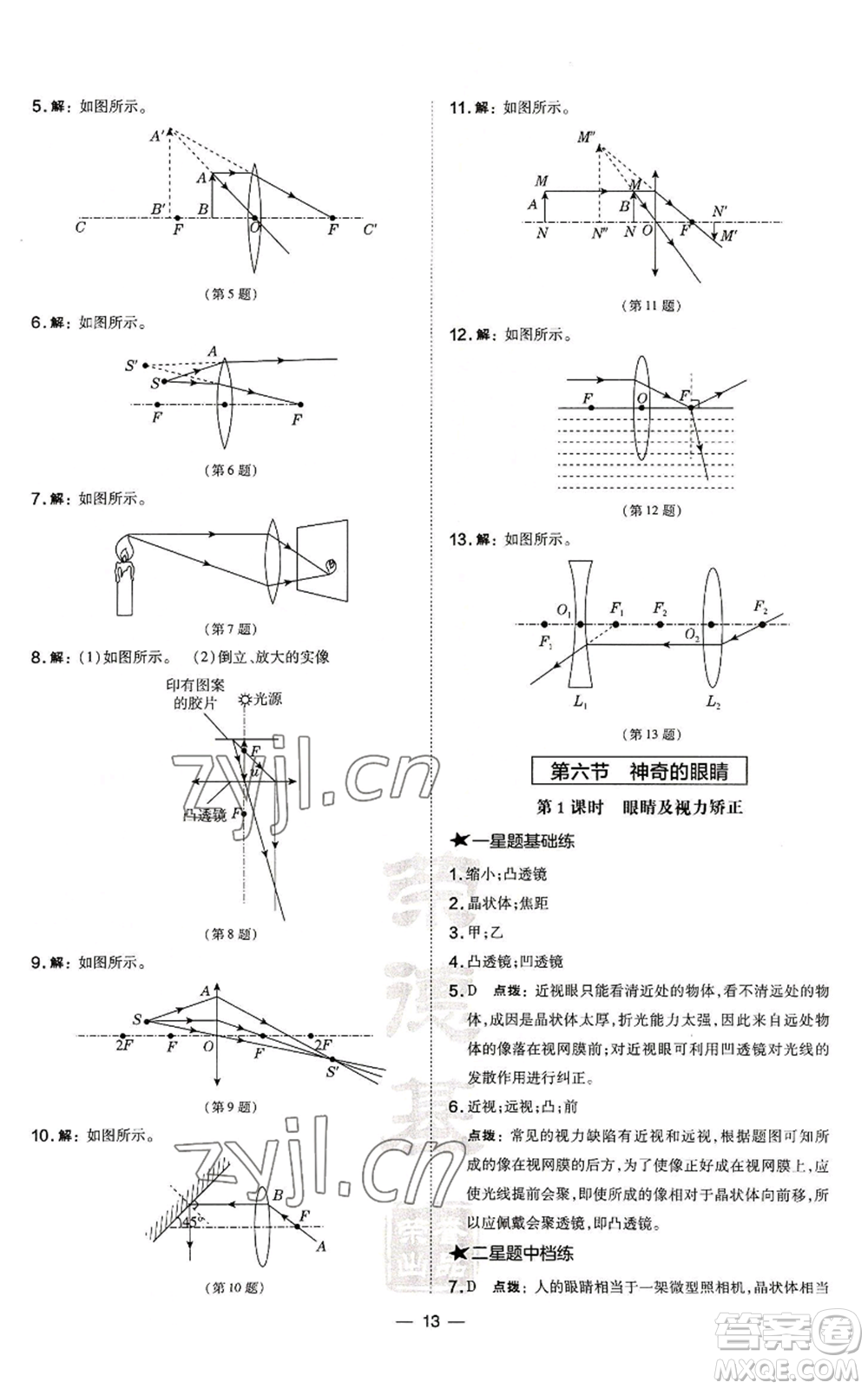 安徽教育出版社2022秋季點(diǎn)撥訓(xùn)練八年級(jí)上冊(cè)物理滬科版安徽專版參考答案