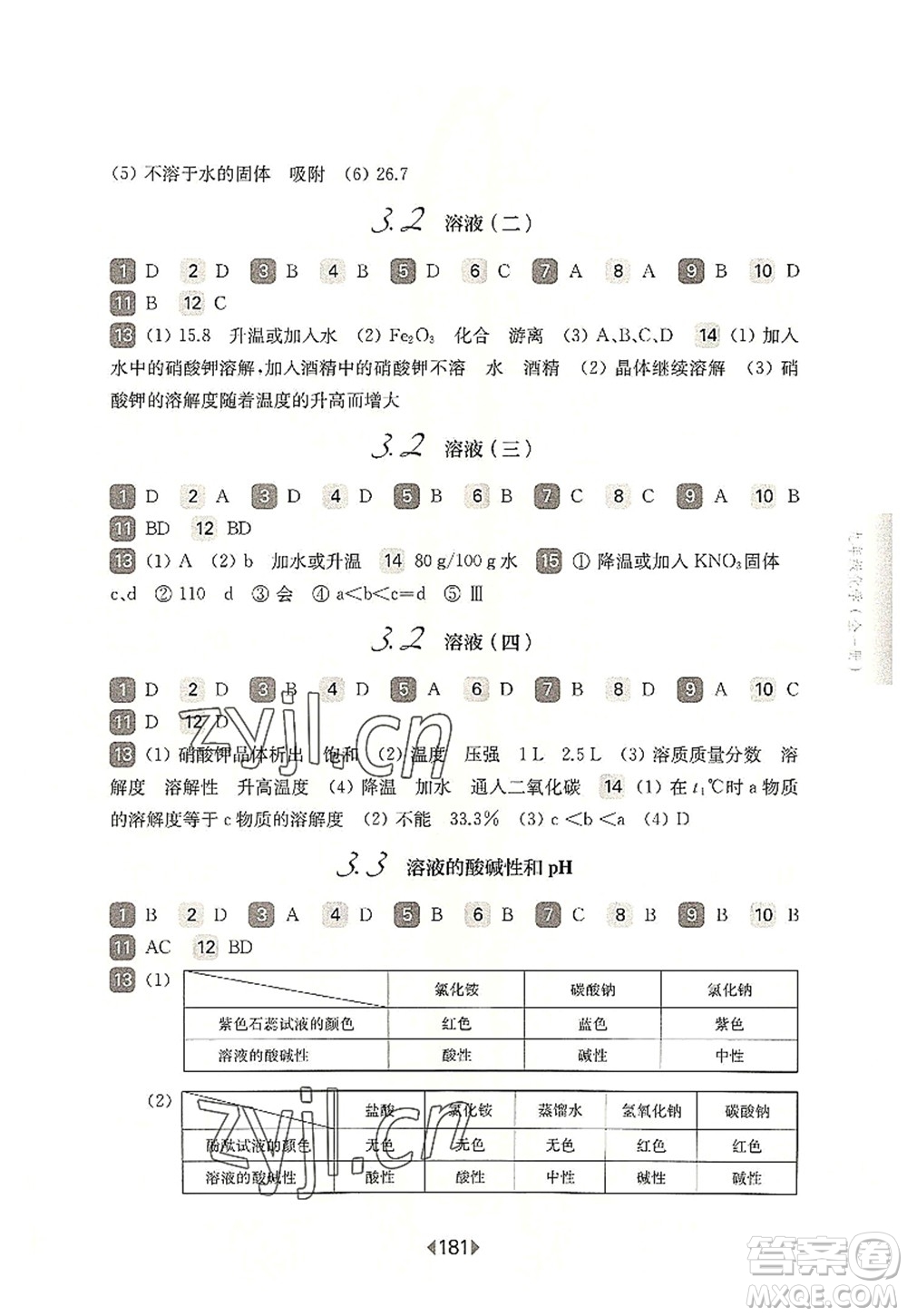 華東師范大學(xué)出版社2022一課一練九年級化學(xué)全一冊華東師大版上海專用答案