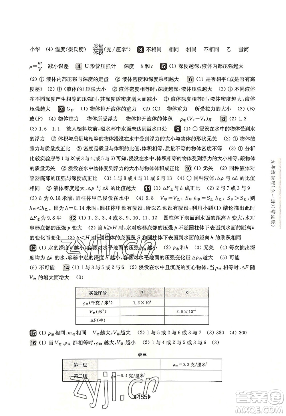 華東師范大學(xué)出版社2022一課一練九年級物理全一冊增強版華東師大版上海專用答案