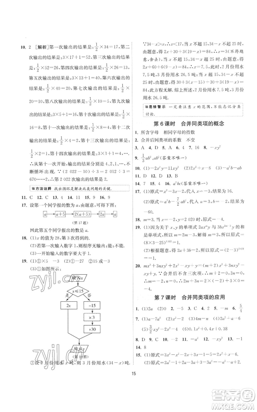 江蘇人民出版社2022秋季1課3練單元達(dá)標(biāo)測(cè)試七年級(jí)上冊(cè)數(shù)學(xué)蘇科版參考答案