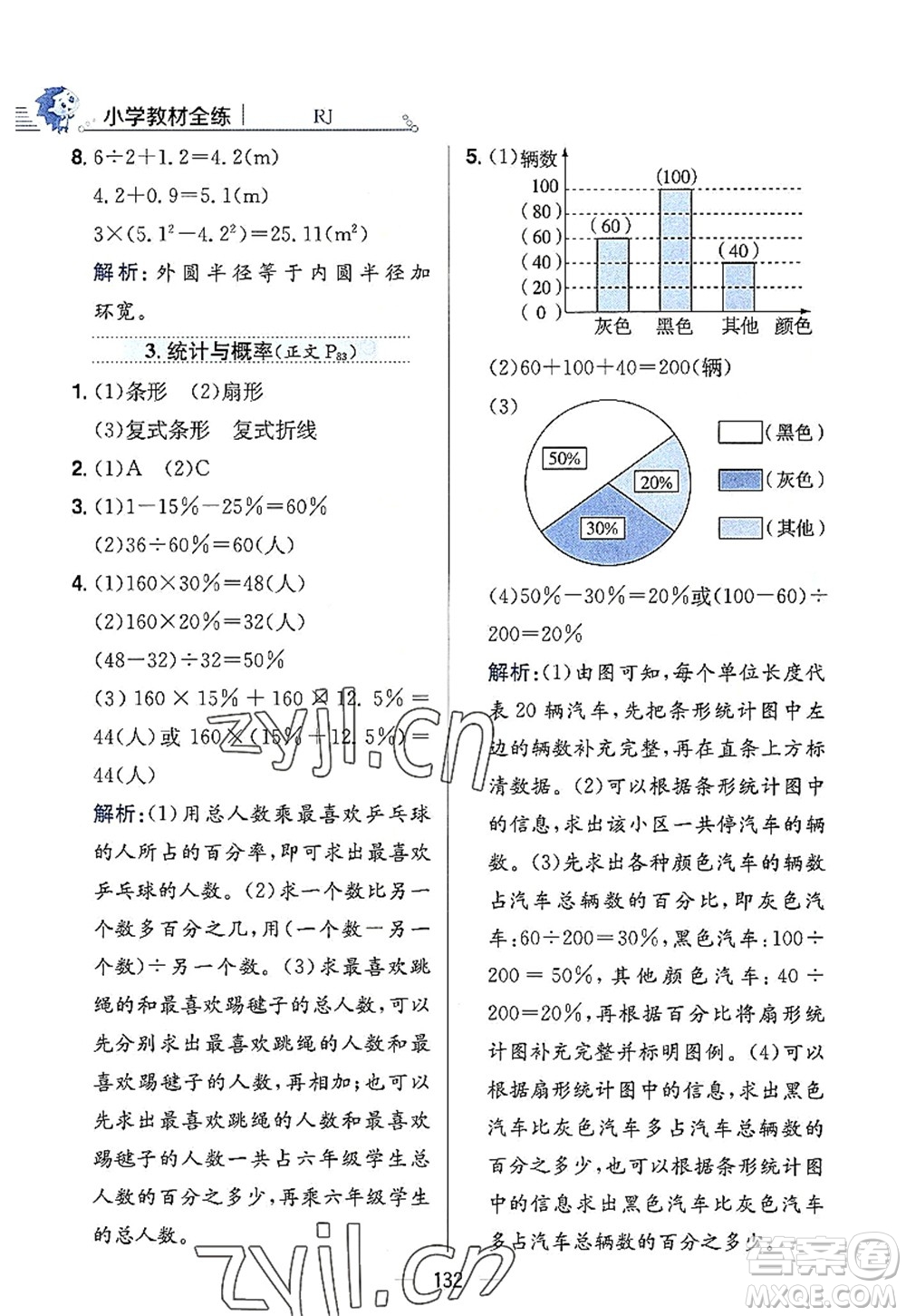 陜西人民教育出版社2022小學(xué)教材全練六年級數(shù)學(xué)上冊RJ人教版答案