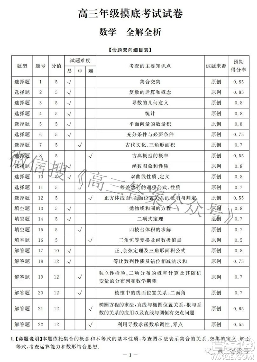 邯鄲市2023屆高三年級(jí)摸底考試試卷數(shù)學(xué)試題及答案