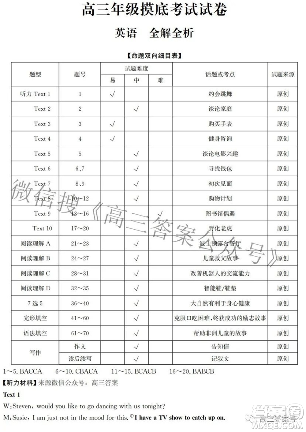 邯鄲市2023屆高三年級(jí)摸底考試試卷英語(yǔ)試題及答案