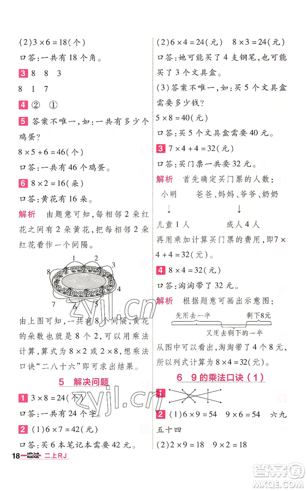南京師范大學(xué)出版社2022秋季一遍過二年級上冊數(shù)學(xué)人教版參考答案