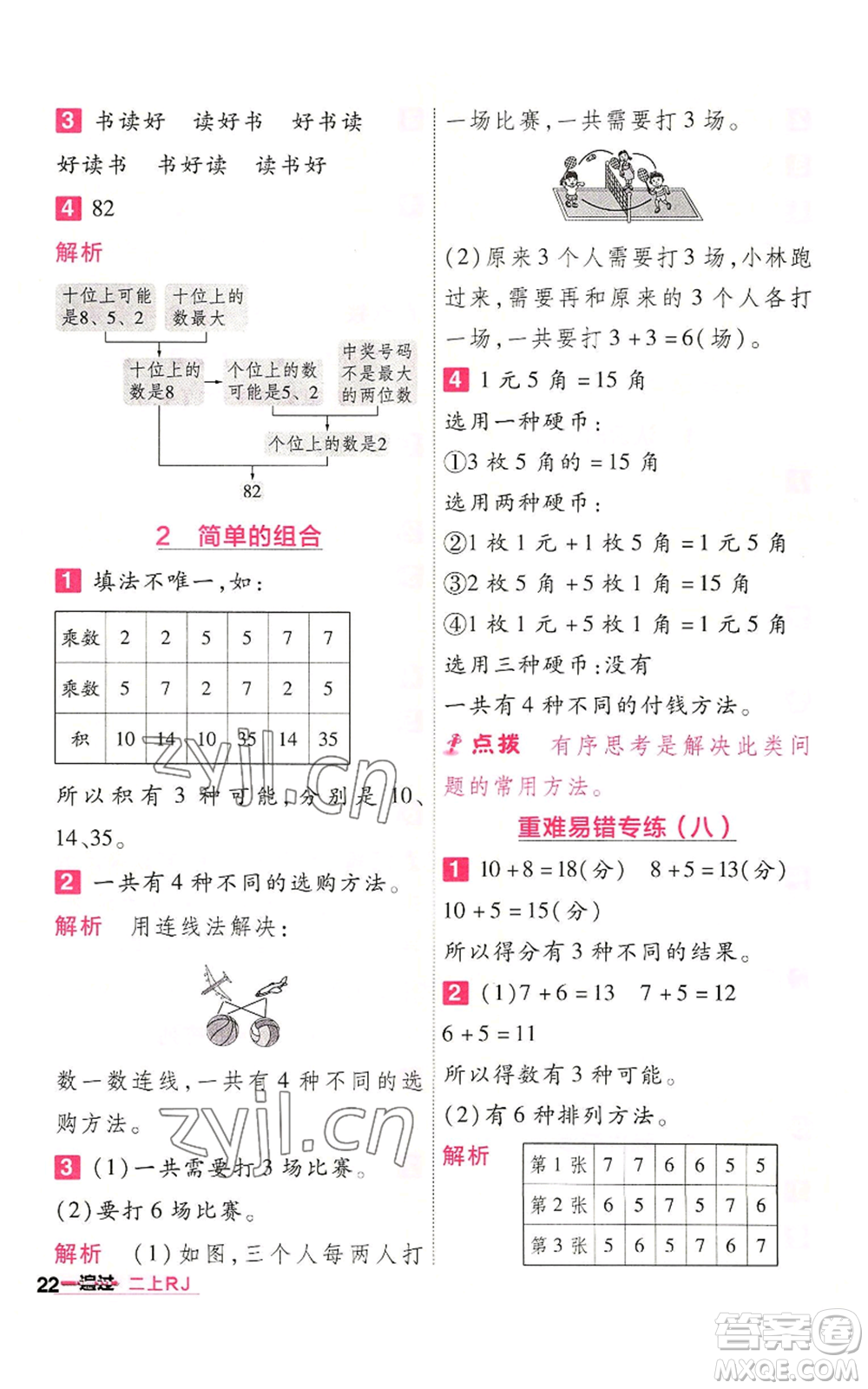 南京師范大學(xué)出版社2022秋季一遍過二年級上冊數(shù)學(xué)人教版參考答案