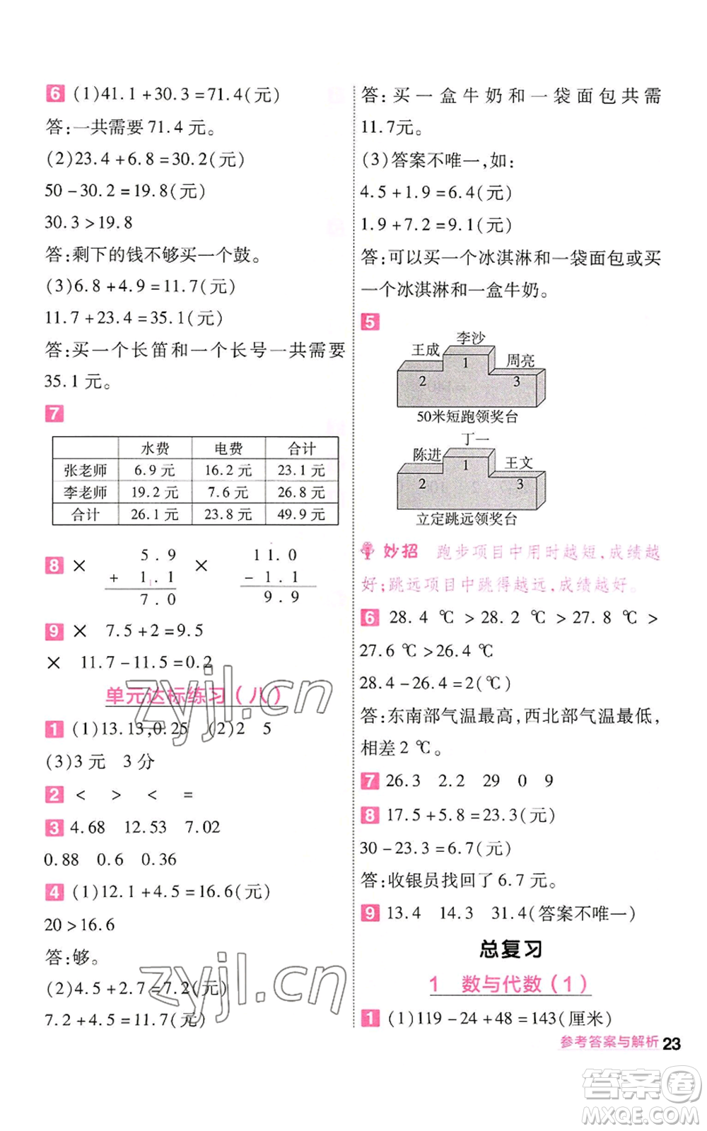 南京師范大學(xué)出版社2022秋季一遍過(guò)三年級(jí)上冊(cè)數(shù)學(xué)北師大版參考答案
