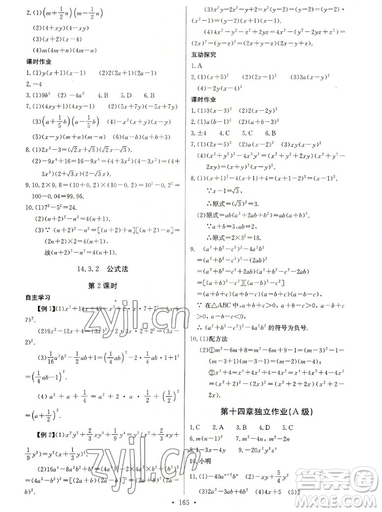 長江少年兒童出版社2022長江全能學(xué)案同步練習冊數(shù)學(xué)八年級上冊人教版答案