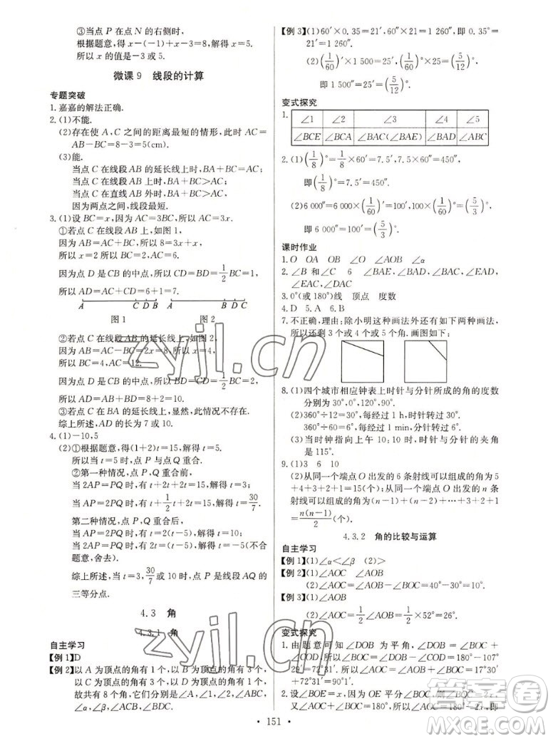 長江少年兒童出版社2022秋長江全能學(xué)案同步練習(xí)冊數(shù)學(xué)七年級上冊人教版答案