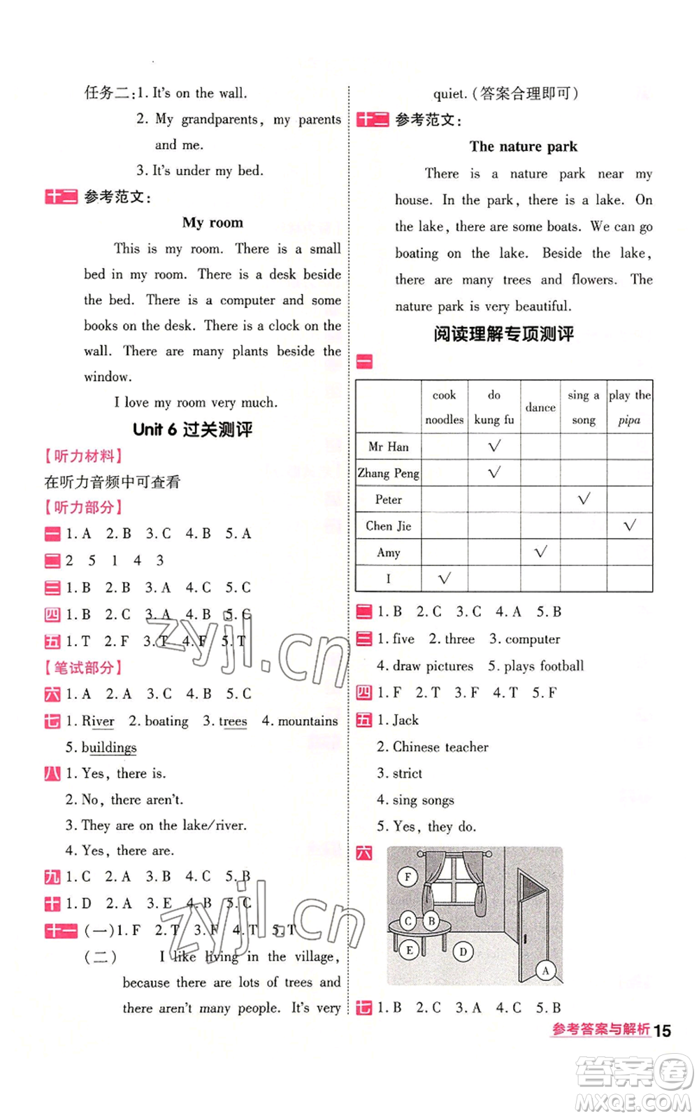 南京師范大學(xué)出版社2022秋季一遍過(guò)五年級(jí)上冊(cè)英語(yǔ)人教版參考答案