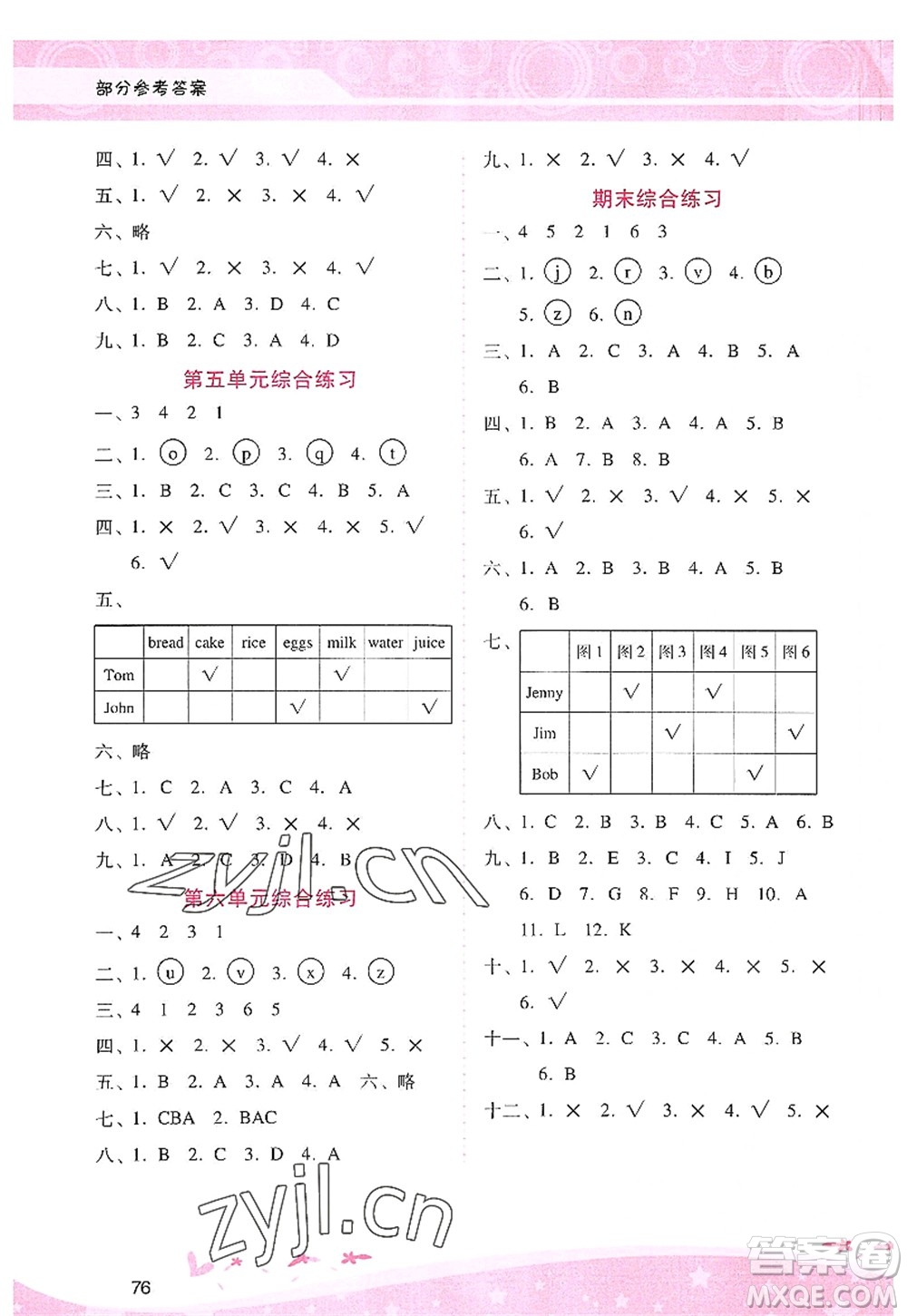 廣西師范大學出版社2022新課程學習輔導三年級英語上冊人教版答案