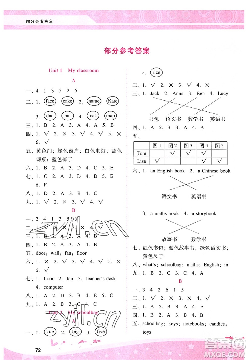 廣西師范大學(xué)出版社2022新課程學(xué)習(xí)輔導(dǎo)四年級英語上冊人教版答案