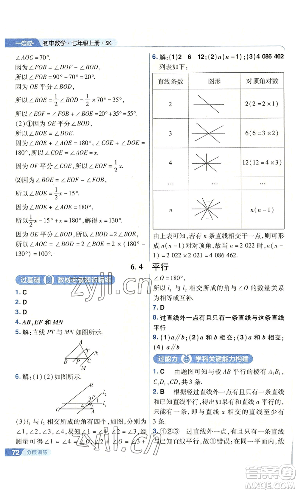 南京師范大學(xué)出版社2022秋季一遍過七年級上冊數(shù)學(xué)蘇科版參考答案