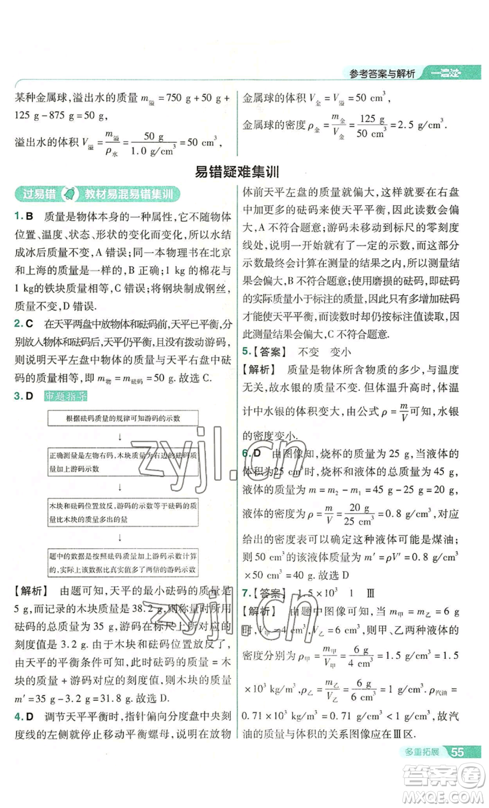 南京師范大學(xué)出版社2022秋季一遍過八年級(jí)上冊(cè)物理滬科版參考答案