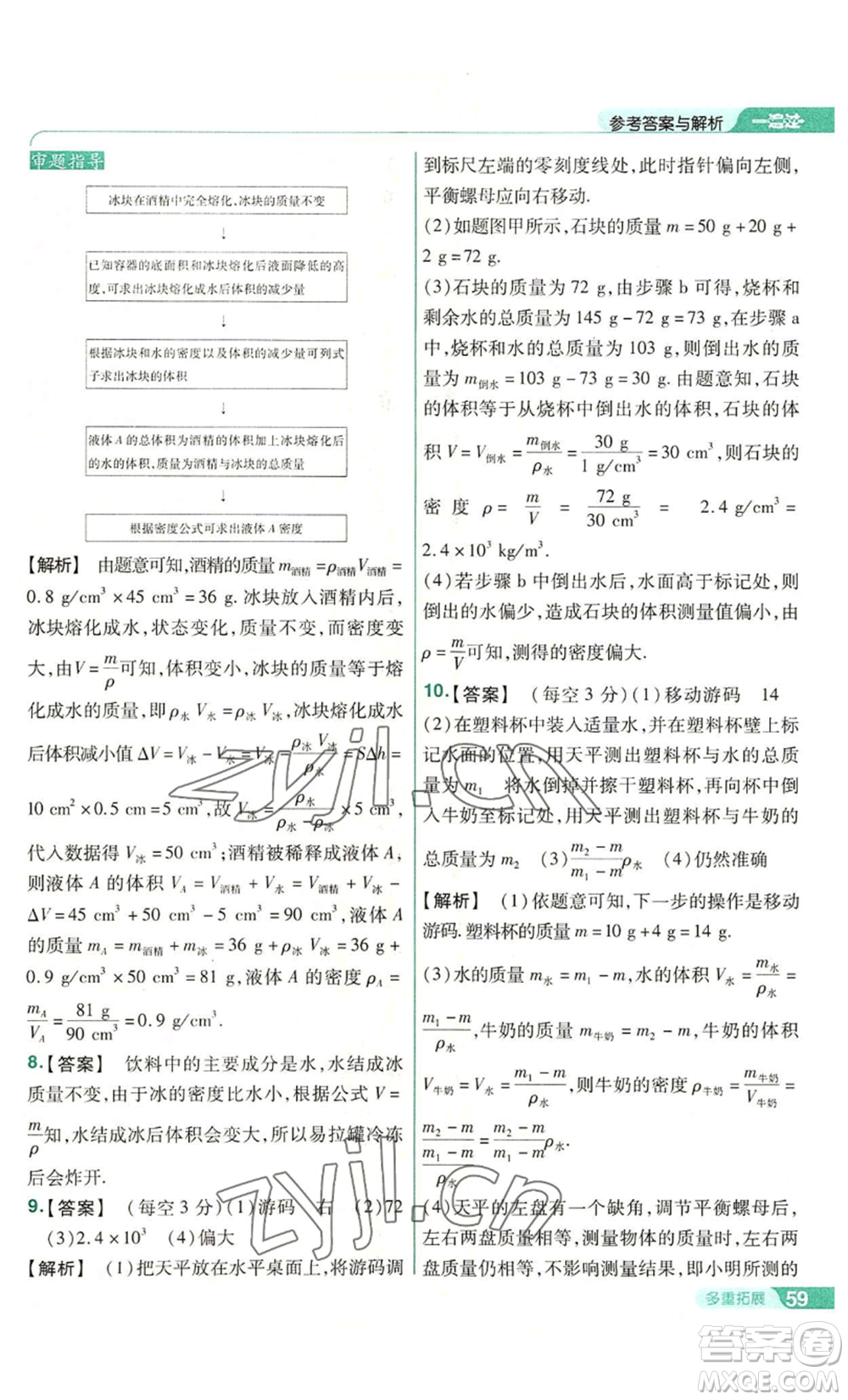 南京師范大學(xué)出版社2022秋季一遍過八年級(jí)上冊(cè)物理滬科版參考答案