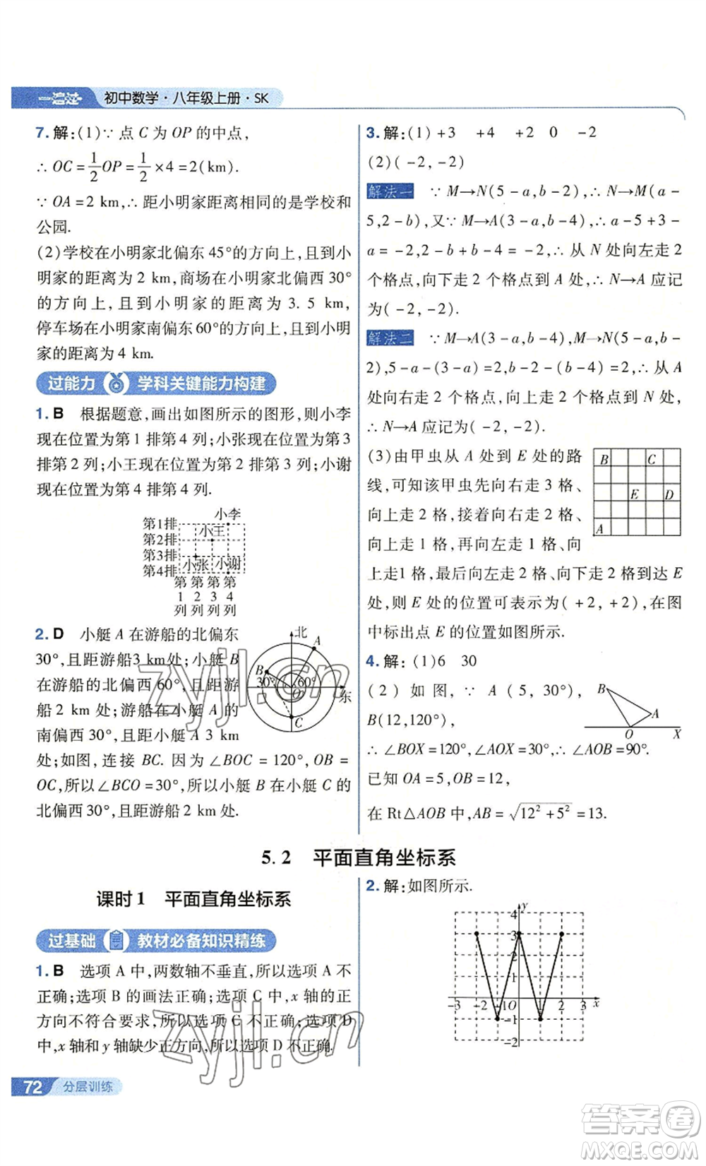 南京師范大學(xué)出版社2022秋季一遍過八年級(jí)上冊(cè)數(shù)學(xué)蘇科版參考答案