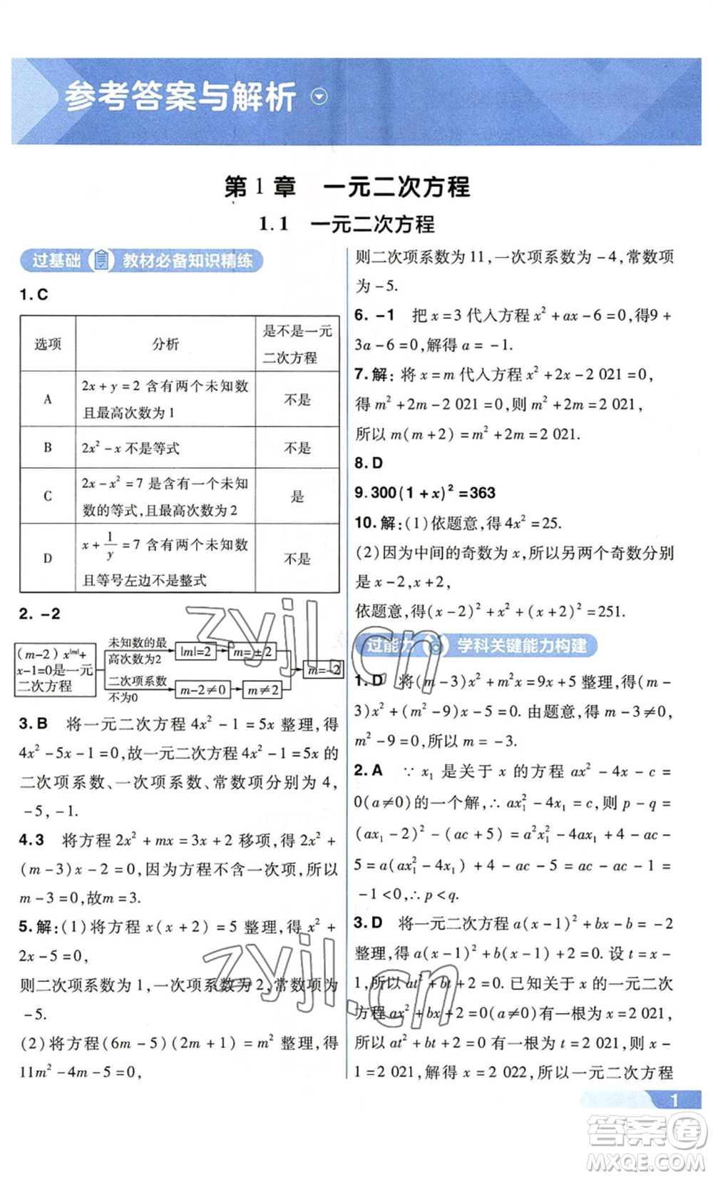 南京師范大學(xué)出版社2022秋季一遍過九年級上冊數(shù)學(xué)蘇科版參考答案