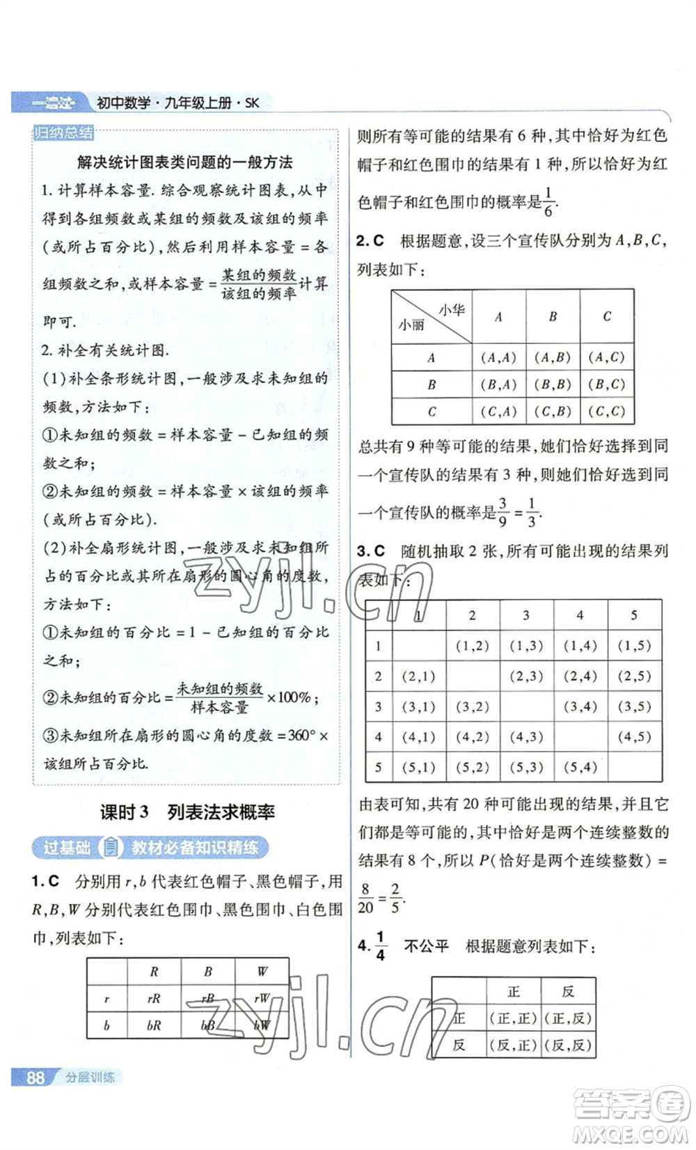 南京師范大學(xué)出版社2022秋季一遍過九年級上冊數(shù)學(xué)蘇科版參考答案